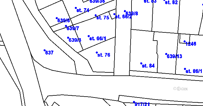 Parcela st. 76 v KÚ Knovíz, Katastrální mapa