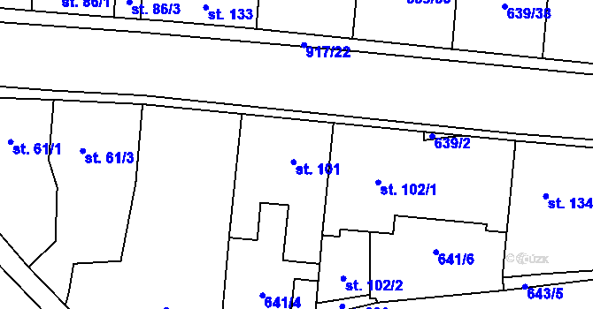 Parcela st. 101 v KÚ Knovíz, Katastrální mapa