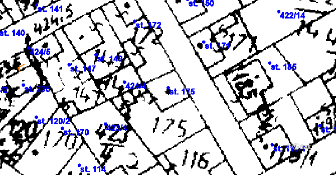 Parcela st. 175 v KÚ Knovíz, Katastrální mapa