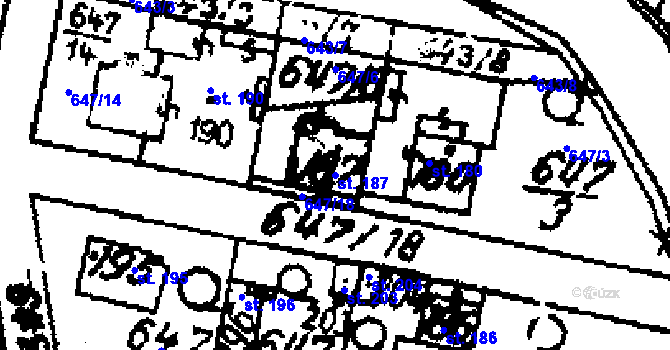 Parcela st. 187 v KÚ Knovíz, Katastrální mapa