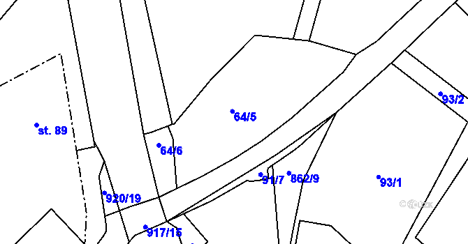 Parcela st. 64 v KÚ Knovíz, Katastrální mapa