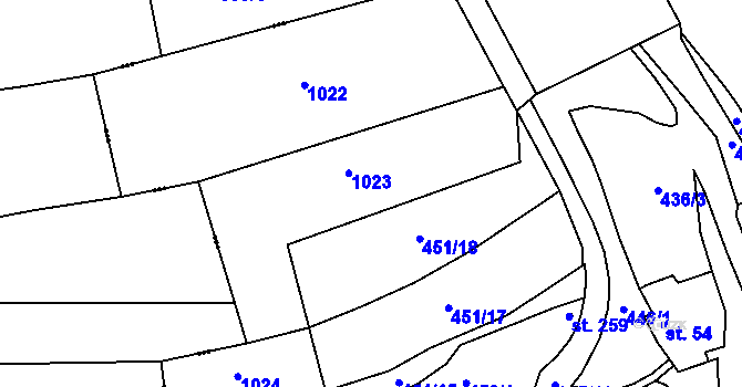 Parcela st. 451/1 v KÚ Knovíz, Katastrální mapa