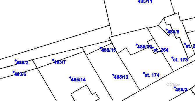 Parcela st. 485/3 v KÚ Knovíz, Katastrální mapa
