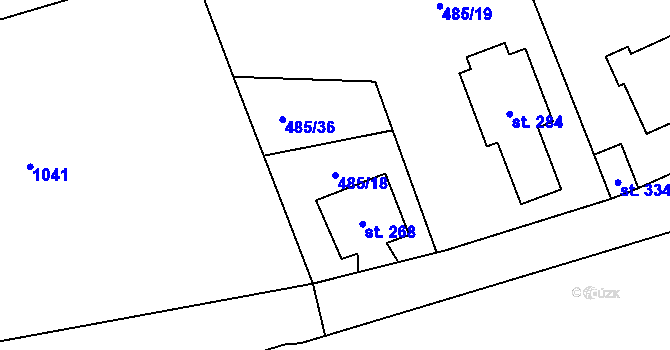 Parcela st. 485/18 v KÚ Knovíz, Katastrální mapa