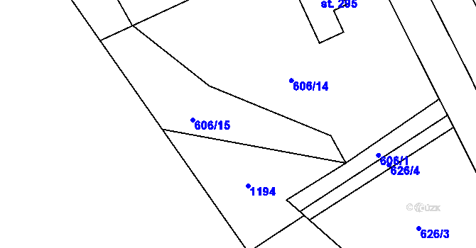 Parcela st. 606/15 v KÚ Knovíz, Katastrální mapa
