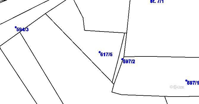 Parcela st. 617/5 v KÚ Knovíz, Katastrální mapa