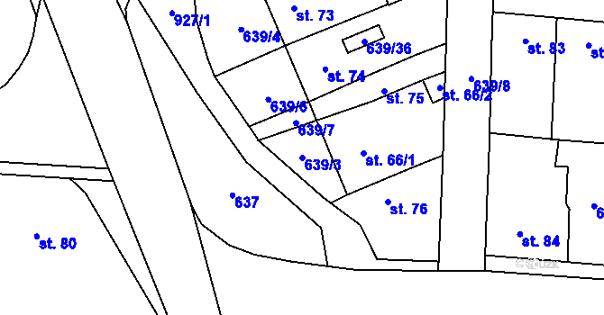 Parcela st. 639/3 v KÚ Knovíz, Katastrální mapa