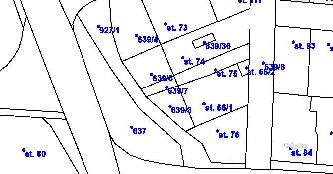 Parcela st. 639/7 v KÚ Knovíz, Katastrální mapa
