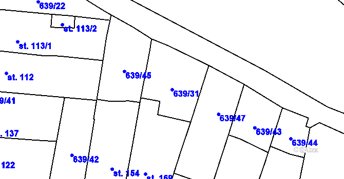 Parcela st. 639/31 v KÚ Knovíz, Katastrální mapa