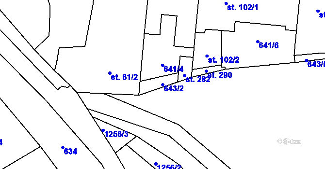 Parcela st. 643/2 v KÚ Knovíz, Katastrální mapa