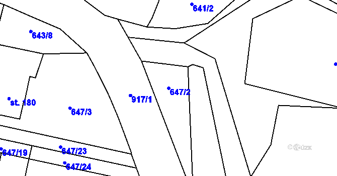 Parcela st. 647/2 v KÚ Knovíz, Katastrální mapa
