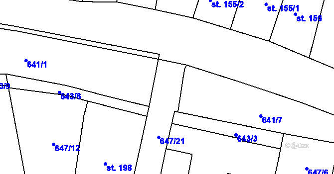 Parcela st. 647/18 v KÚ Knovíz, Katastrální mapa
