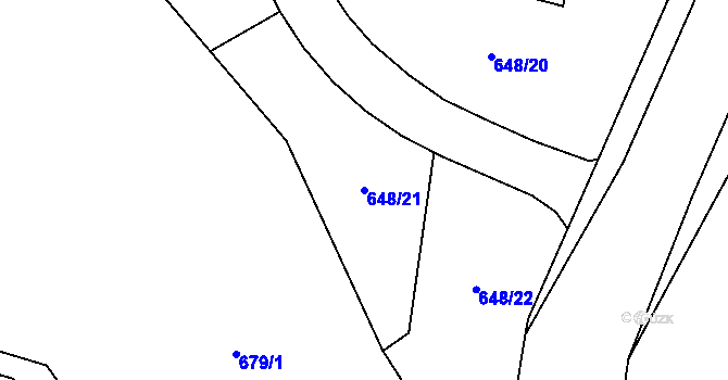 Parcela st. 648/21 v KÚ Knovíz, Katastrální mapa