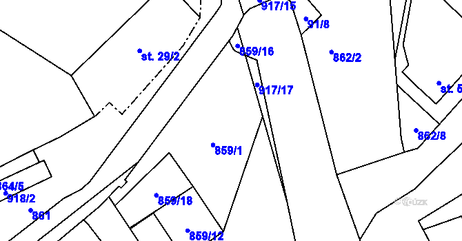 Parcela st. 859/1 v KÚ Knovíz, Katastrální mapa