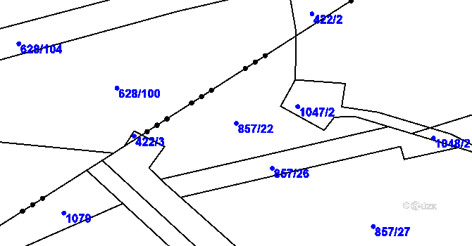 Parcela st. 857/22 v KÚ Knovíz, Katastrální mapa