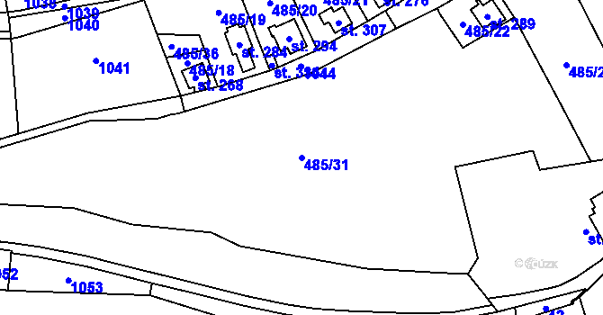 Parcela st. 485/31 v KÚ Knovíz, Katastrální mapa