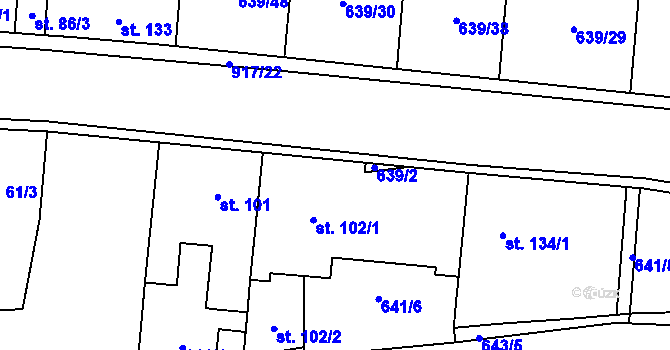 Parcela st. 102/1 v KÚ Knovíz, Katastrální mapa