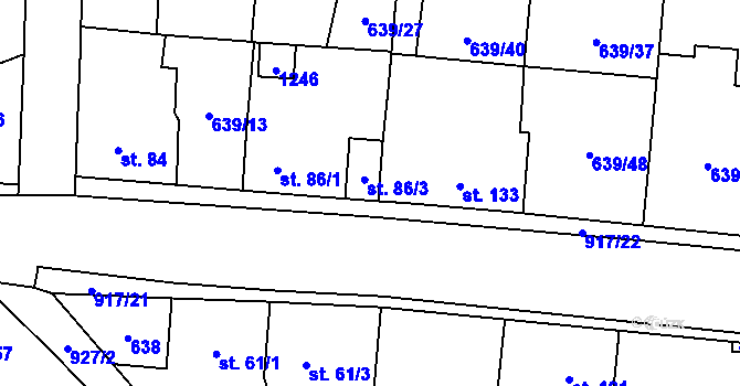 Parcela st. 86/3 v KÚ Knovíz, Katastrální mapa