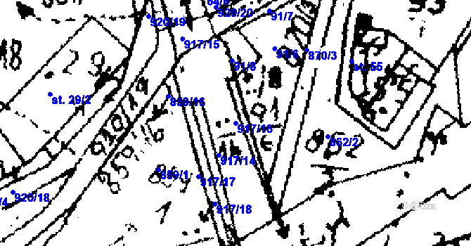 Parcela st. 917/16 v KÚ Knovíz, Katastrální mapa