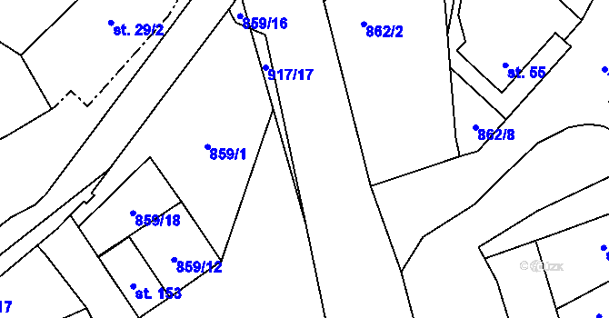 Parcela st. 917/18 v KÚ Knovíz, Katastrální mapa