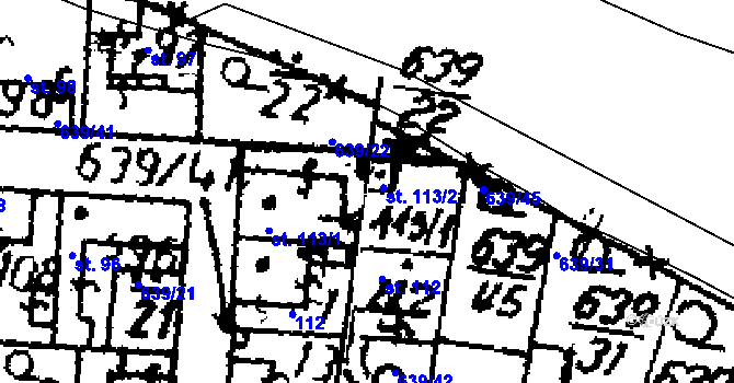 Parcela st. 113/2 v KÚ Knovíz, Katastrální mapa