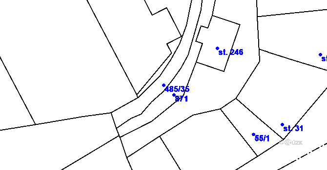 Parcela st. 485/35 v KÚ Knovíz, Katastrální mapa