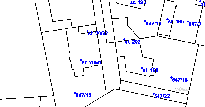 Parcela st. 647/30 v KÚ Knovíz, Katastrální mapa