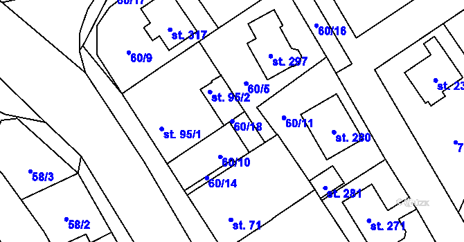 Parcela st. 60/18 v KÚ Knovíz, Katastrální mapa