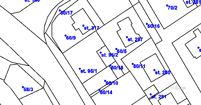 Parcela st. 95/2 v KÚ Knovíz, Katastrální mapa