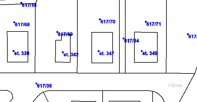 Parcela st. 347 v KÚ Knovíz, Katastrální mapa