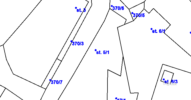 Parcela st. 5/1 v KÚ Zbožice, Katastrální mapa