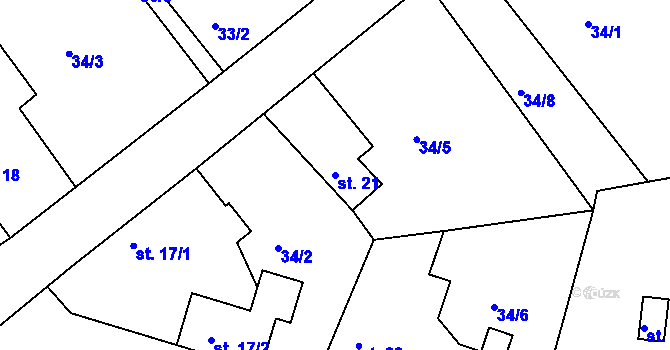 Parcela st. 21 v KÚ Zbožice, Katastrální mapa
