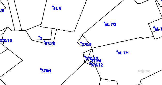 Parcela st. 370/9 v KÚ Zbožice, Katastrální mapa