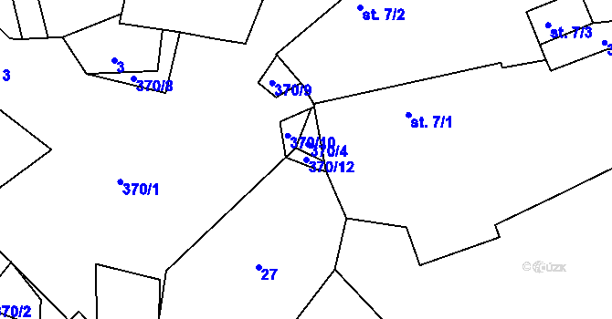 Parcela st. 370/12 v KÚ Zbožice, Katastrální mapa