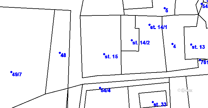 Parcela st. 15 v KÚ Koberovice, Katastrální mapa