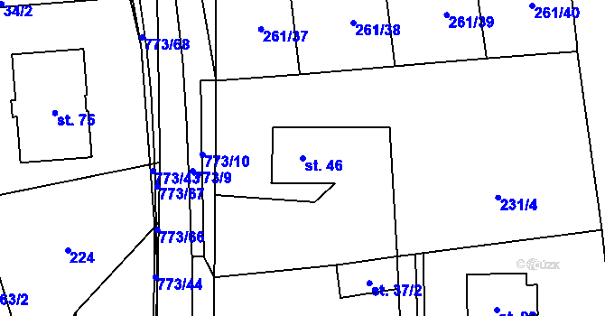 Parcela st. 46 v KÚ Koberovice, Katastrální mapa