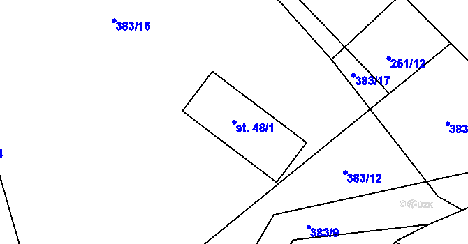 Parcela st. 48/1 v KÚ Koberovice, Katastrální mapa