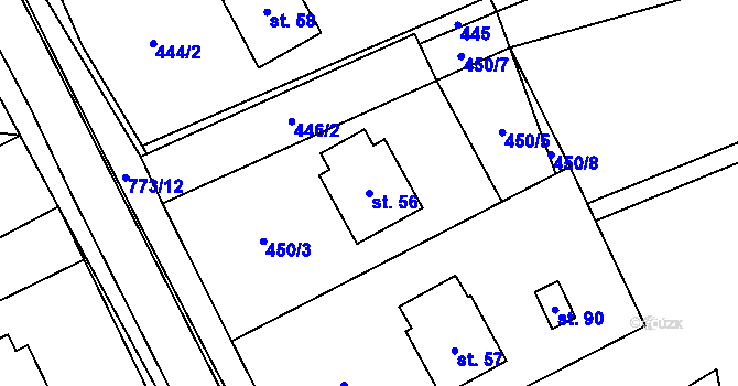 Parcela st. 56 v KÚ Koberovice, Katastrální mapa