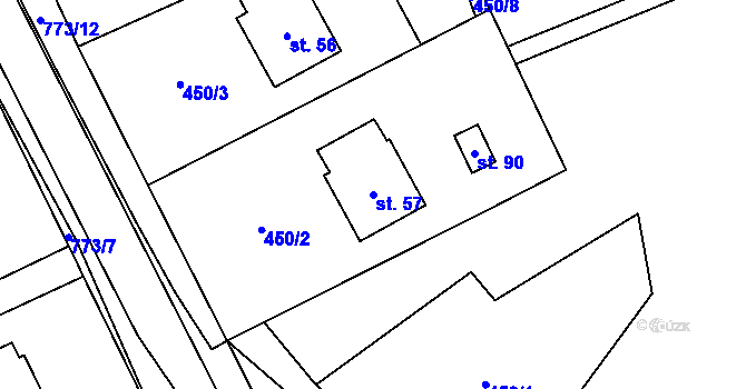 Parcela st. 57 v KÚ Koberovice, Katastrální mapa