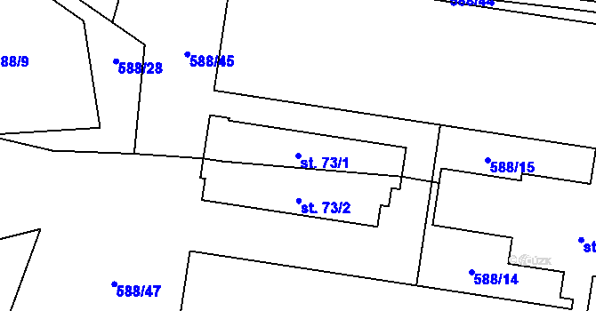 Parcela st. 73/1 v KÚ Koberovice, Katastrální mapa