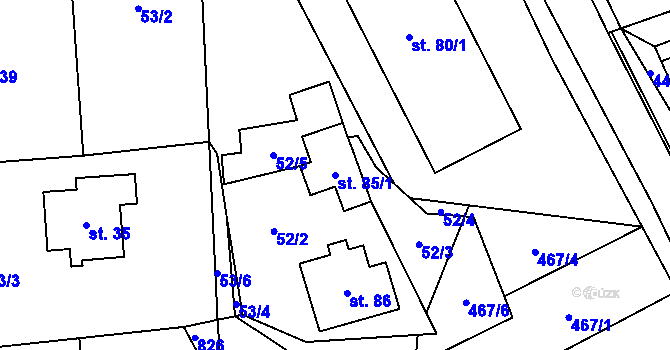 Parcela st. 85/1 v KÚ Koberovice, Katastrální mapa