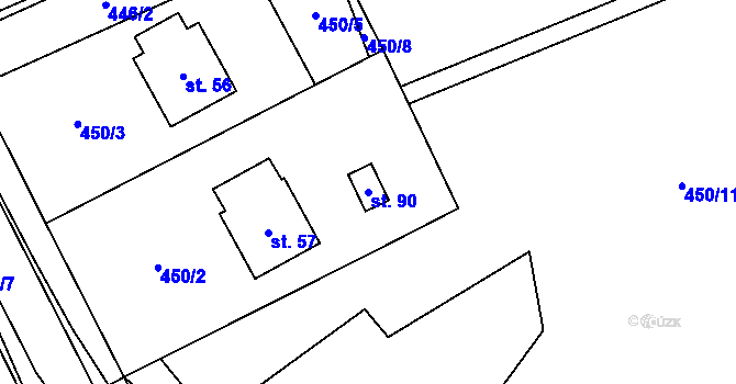 Parcela st. 90 v KÚ Koberovice, Katastrální mapa