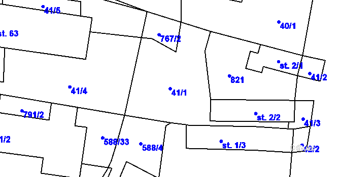 Parcela st. 41/1 v KÚ Koberovice, Katastrální mapa