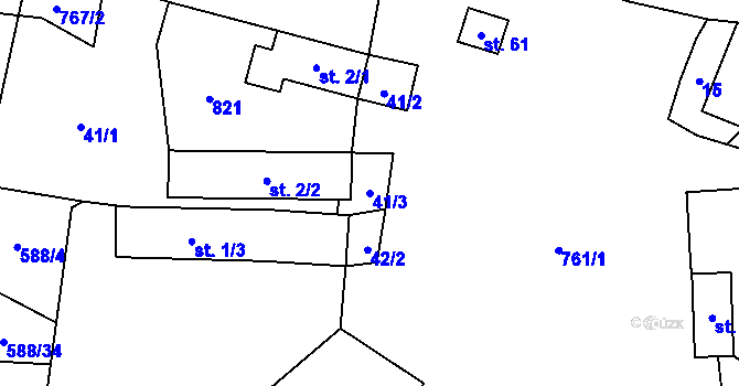 Parcela st. 41/3 v KÚ Koberovice, Katastrální mapa