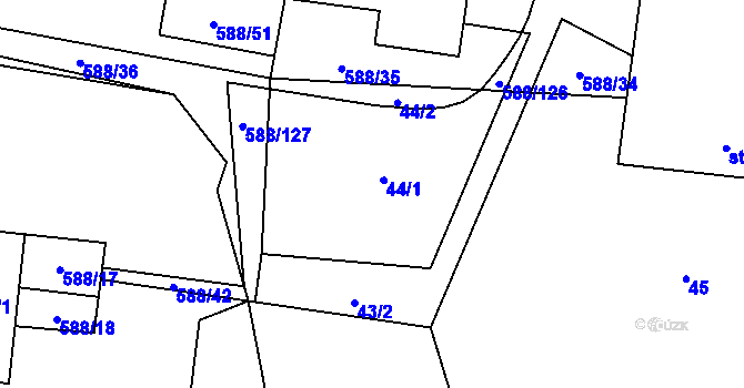 Parcela st. 44 v KÚ Koberovice, Katastrální mapa