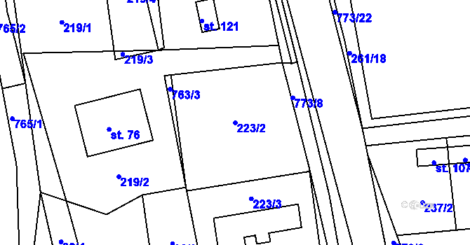 Parcela st. 223/2 v KÚ Koberovice, Katastrální mapa