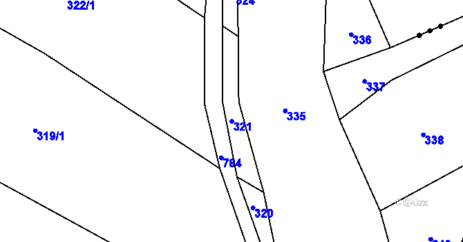 Parcela st. 321 v KÚ Koberovice, Katastrální mapa