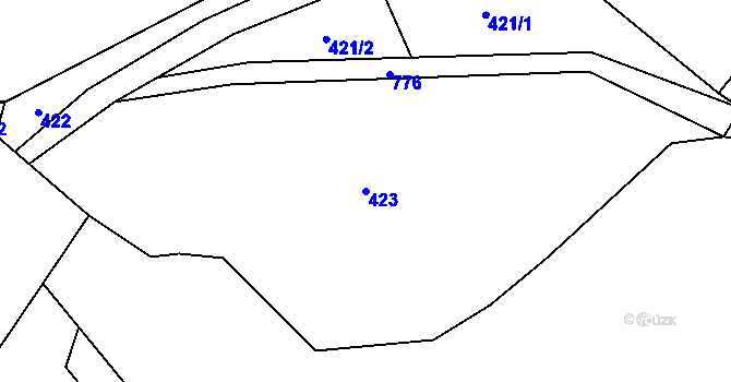 Parcela st. 423 v KÚ Koberovice, Katastrální mapa