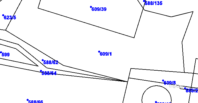 Parcela st. 609/1 v KÚ Koberovice, Katastrální mapa