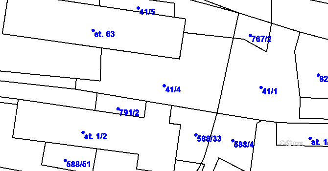 Parcela st. 41/4 v KÚ Koberovice, Katastrální mapa